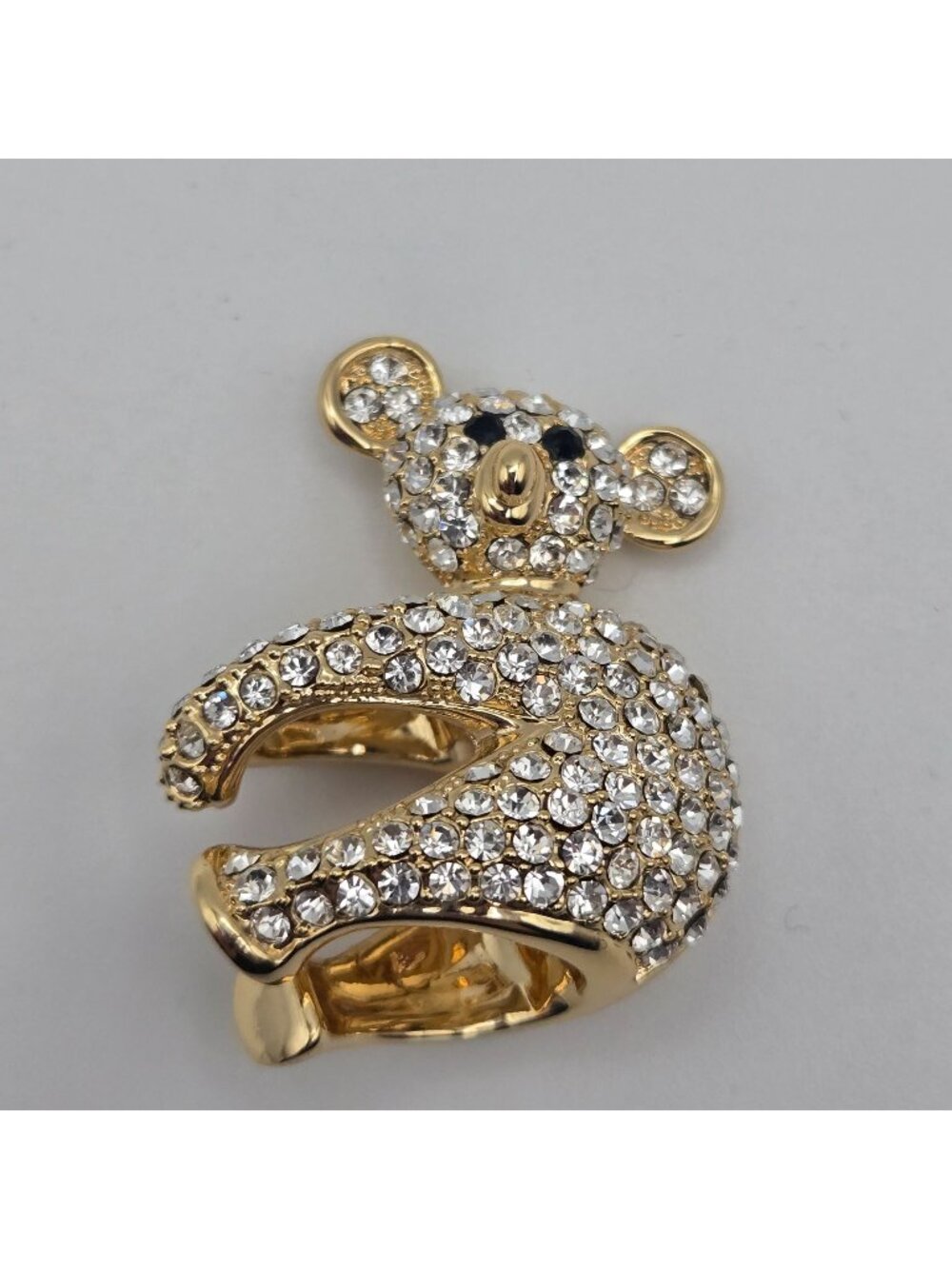 Vintage Gold Tone Crystal Koala Bear Slide Pendant Rhinestones